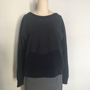 J. Crew navy sweatshirt with pinstripe